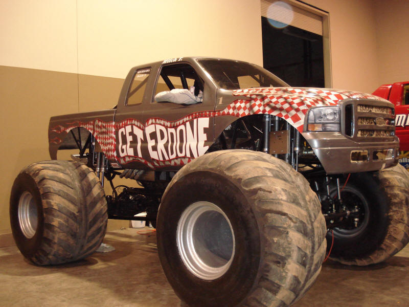 Get er done Monster Truck in the shop for a little maintenance