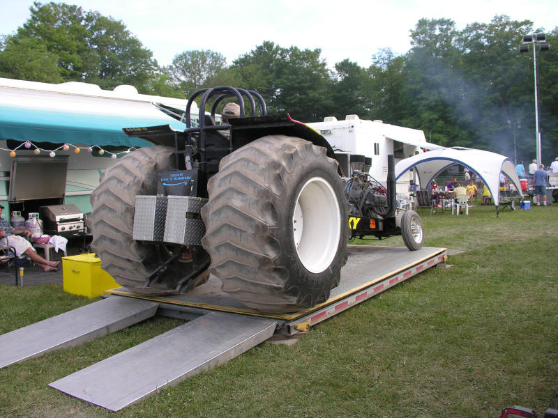 Cranky packing up after a good day on the tractor pull track