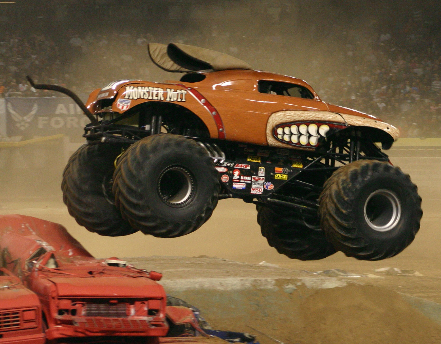 Monster Mutt Monster Truck coming in for a "gentle" landing