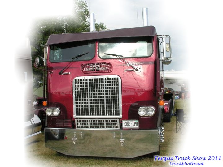 Candy Apple Red White Freightliner Cab-over Fergus Truck Show 2011