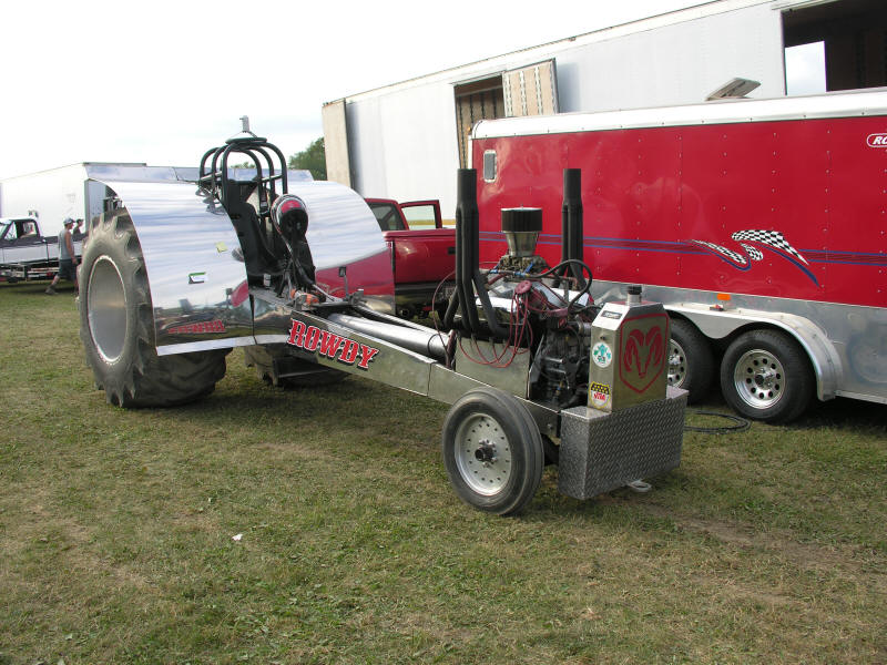 Rowdy resting between runs at the tractor pulls