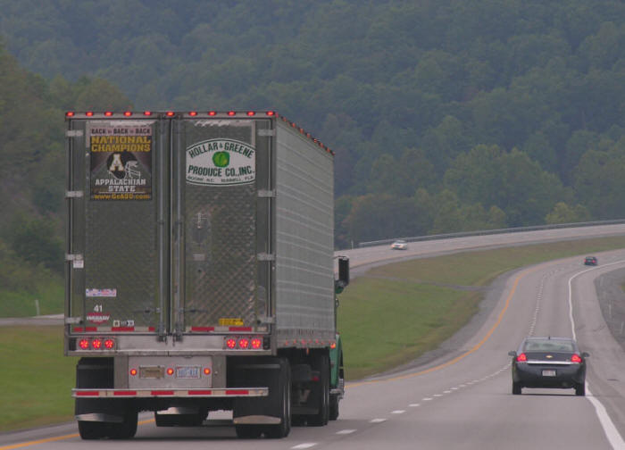 Hollar and Greene Produce rolling down the Interstate Highway